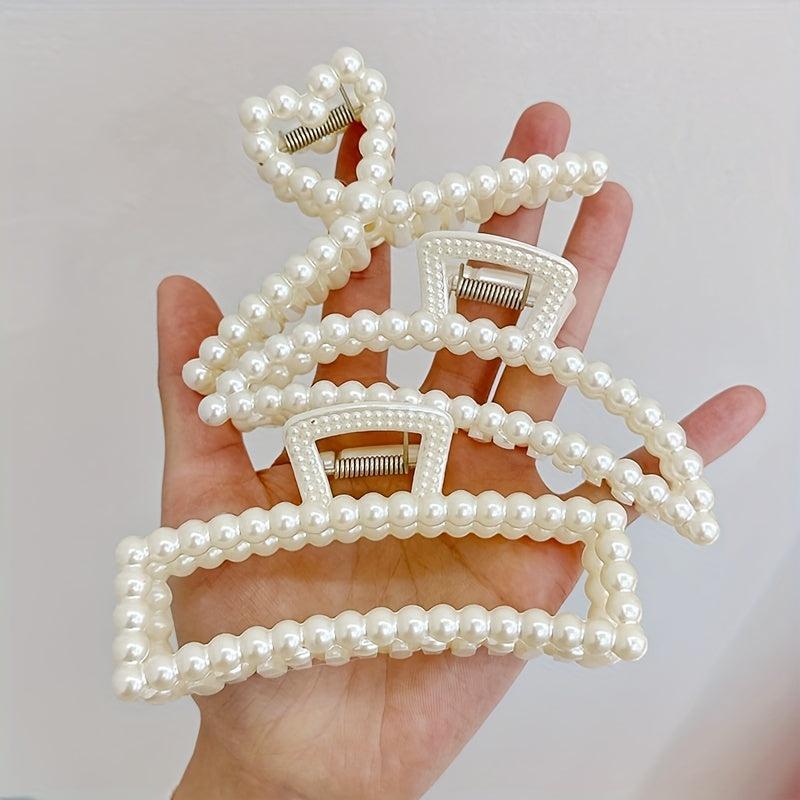 Faux Pearl Hair Claw Head Jewelry Ponytail Holder Hair Accessories