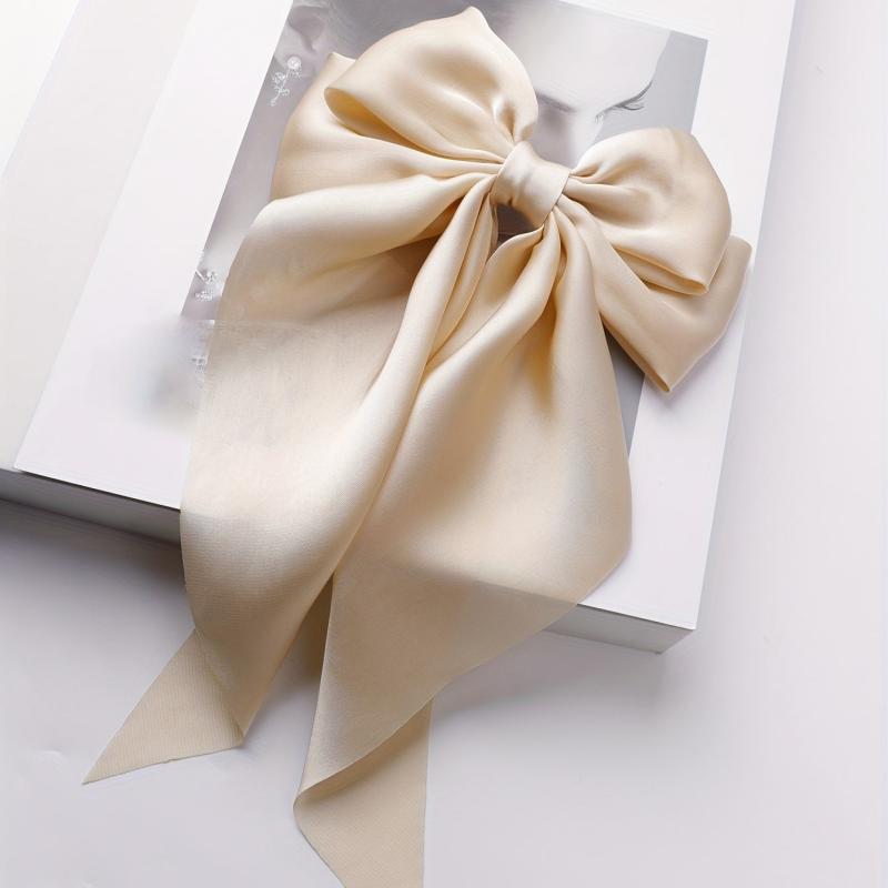Large Satin Bow Hair Clip French Barrette Ponytail Accessories Women
