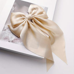 Large Satin Bow Hair Clip French Barrette Ponytail Accessories Women