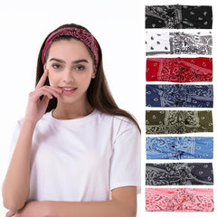 Boho Paisley Knot Wide Headband Stretch Hair Wrap Yoga Running Workout Hairband