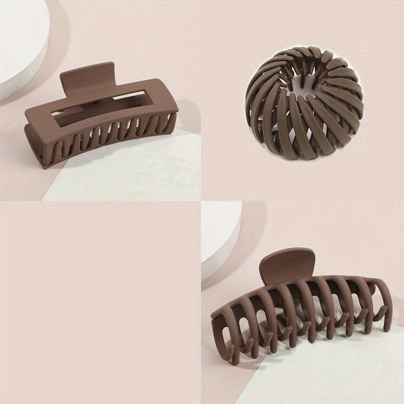 3pcs Solid Hair Clip Magic Nest Clip Bun Hollow Hair Claw For Women Girls