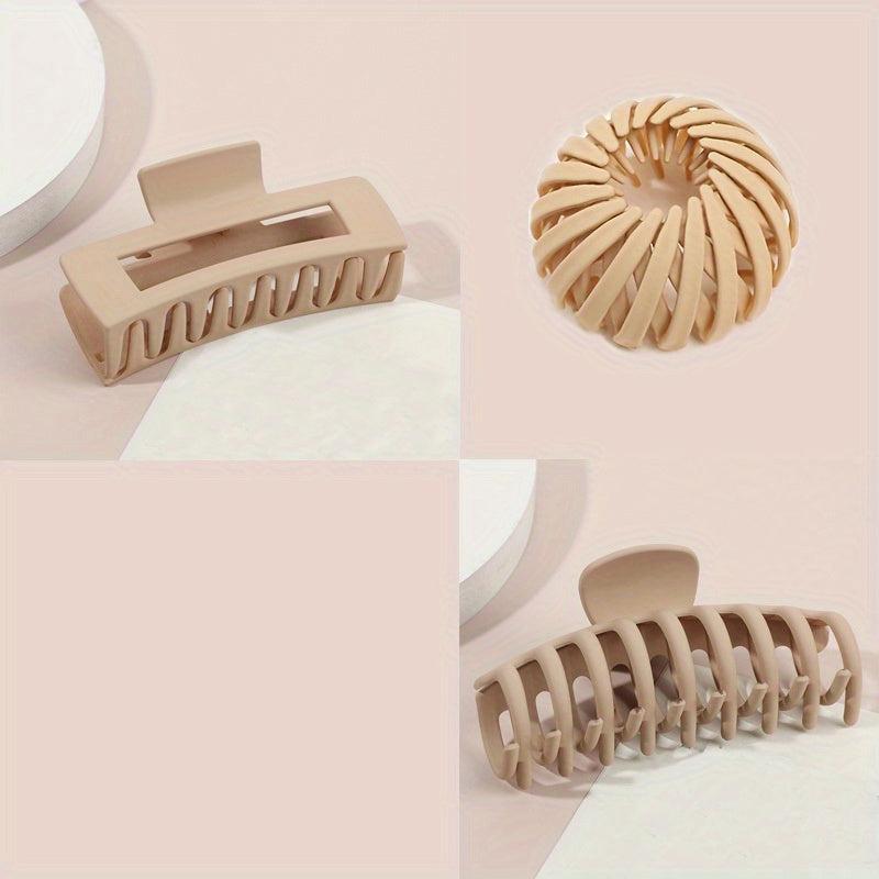 3pcs Solid Hair Clip Magic Nest Clip Bun Hollow Hair Claw For Women Girls