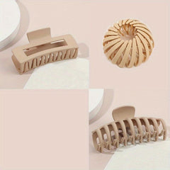 3pcs Solid Hair Clip Magic Nest Clip Bun Hollow Hair Claw For Women Girls