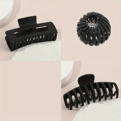 3pcs Solid Hair Clip Magic Nest Clip Bun Hollow Hair Claw For Women Girls
