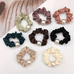 Elastic Faux Pearl Hair Tie Scrunchie for Women