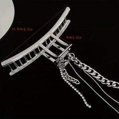 Long Tassel Chain Hair Claw Clip Silvery Non Slip Strong Hold Grip Hair Jaw Clip
