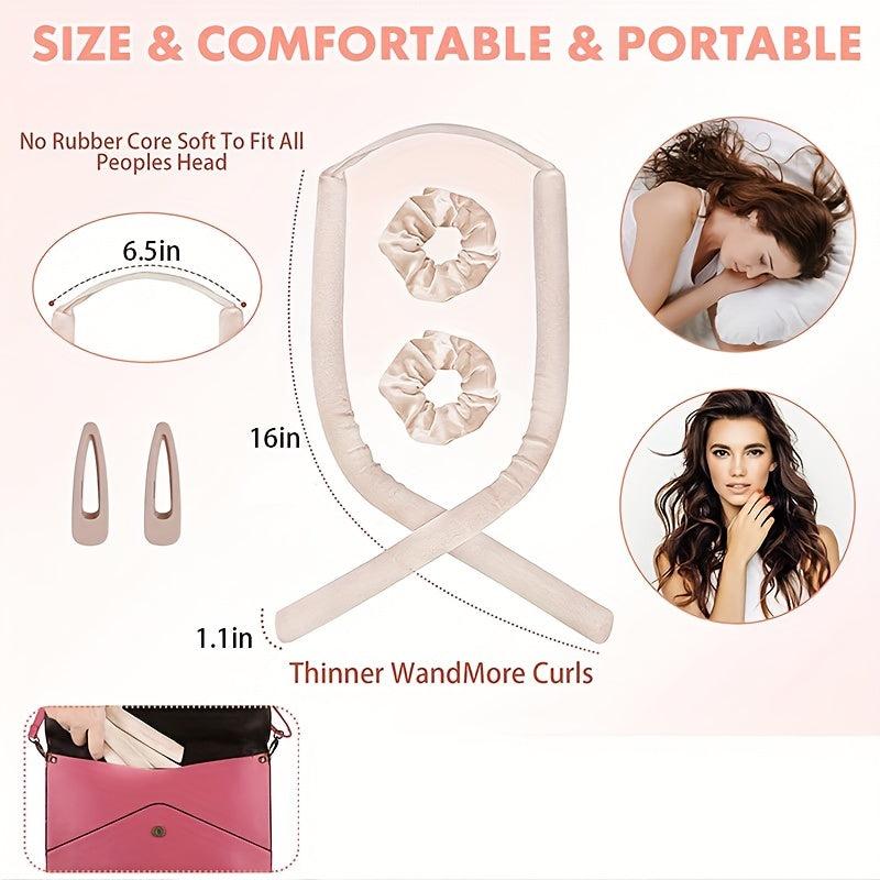 Heatless Hair Rollers Curling Rod Headband With 2 Clips No Heat Hair Roller