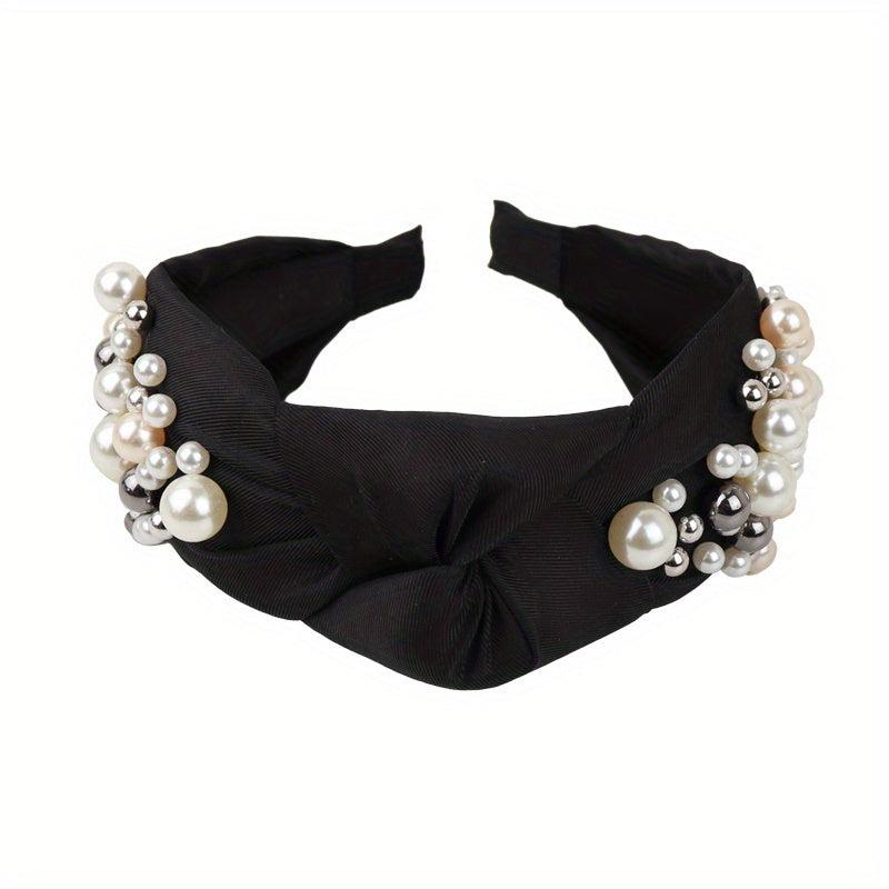 Faux Pearl Headband Knotted Cross Hair Hoop Hair Accessories For Women Girls