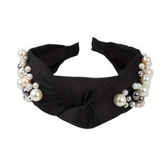 Faux Pearl Headband Knotted Cross Hair Hoop Hair Accessories For Women Girls