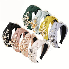 Faux Pearl Headband Knotted Cross Hair Hoop Hair Accessories For Women Girls