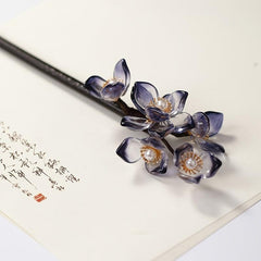 Wooden Hairpin Plate Hairpin Ink Gradient Flower Hairpin Hair Accessories