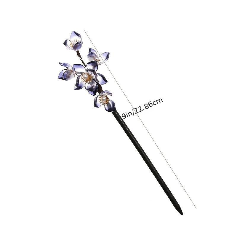 Wooden Hairpin Plate Hairpin Ink Gradient Flower Hairpin Hair Accessories