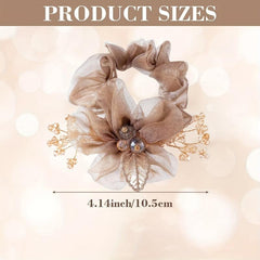 Organza Flower Scrunchies Hair Tie Glitter Hair Accessories For Women Girls