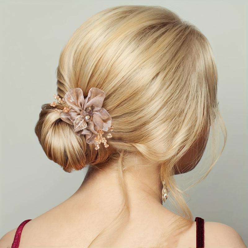 Organza Flower Scrunchies Hair Tie Glitter Hair Accessories For Women Girls