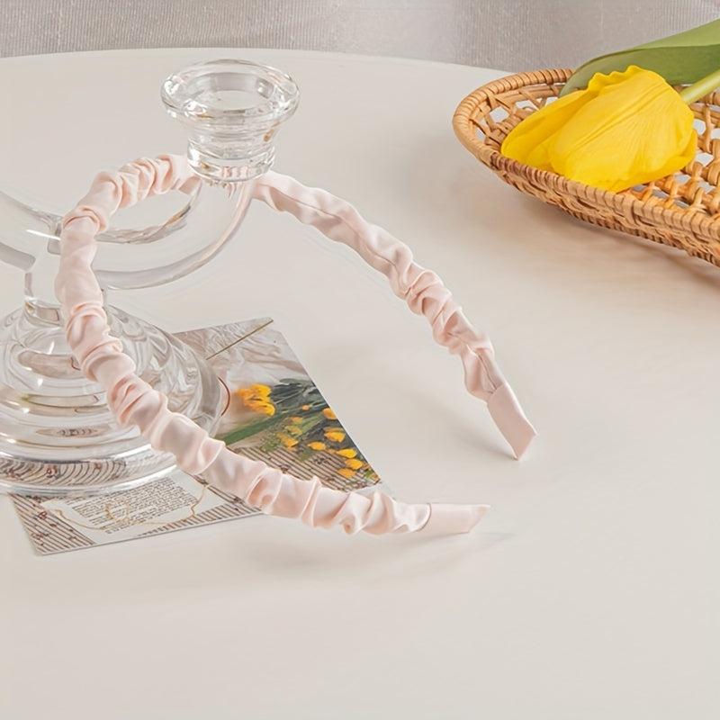 Satin Pleated Fabric Hair Hoop Solid Headband Hair Accessories