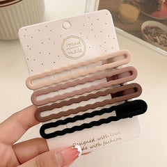 4pcs Brown Frosted Hair Clip Non-slip Side Clip Female Head Accessories