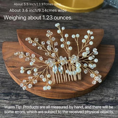 Silvery and Golden Bridal Hair Comb Floral Wedding Clip