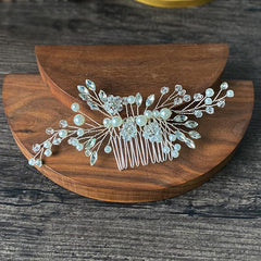 Silvery and Golden Bridal Hair Comb Floral Wedding Clip