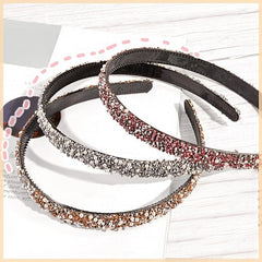 Vintage Thin Hairband Rhinestone Solid Sequin Headband