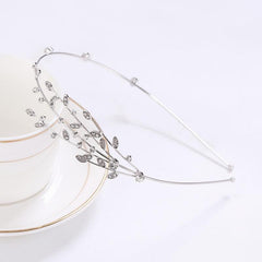 Rhinestone Branch Bridal Headband Silvery Gold Wedding Hairband