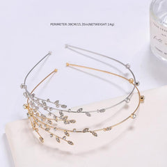 Rhinestone Branch Bridal Headband Silvery Gold Wedding Hairband