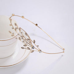 Rhinestone Branch Bridal Headband Silvery Gold Wedding Hairband