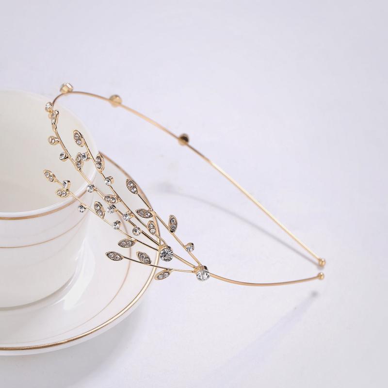 Rhinestone Branch Bridal Headband Silvery Gold Wedding Hairband