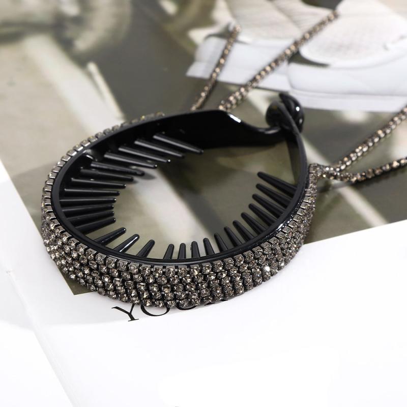 Rhinestone Tassel Round Hair Claw Clip Strong Grip for Thick Hair