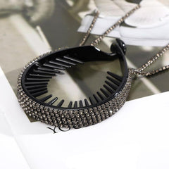 Rhinestone Tassel Round Hair Claw Clip Strong Grip for Thick Hair