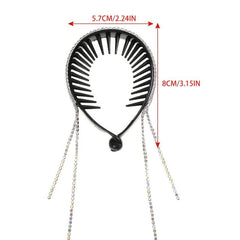 Rhinestone Tassel Round Hair Claw Clip Strong Grip for Thick Hair