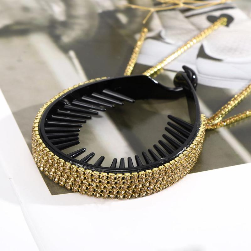 Rhinestone Tassel Round Hair Claw Clip Strong Grip for Thick Hair