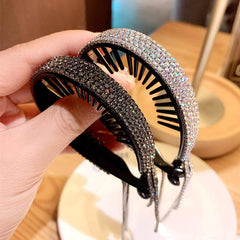 Rhinestone Tassel Round Hair Claw Clip Strong Grip for Thick Hair