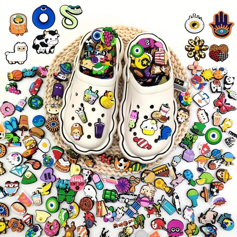 100pcs Cartoon Shoe Charms For Bubble Slides Sandals - Christmas Birthday Gift