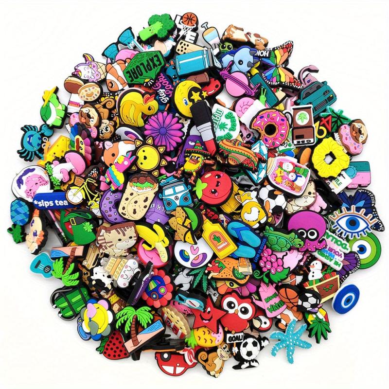 100pcs Cartoon Shoe Charms For Bubble Slides Sandals - Christmas Birthday Gift