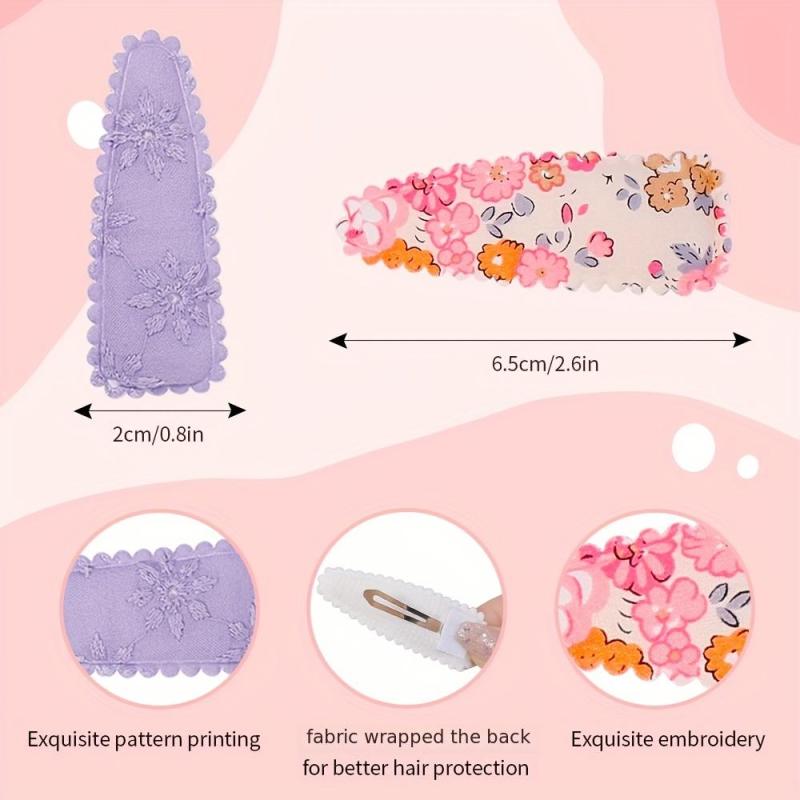 20 Pcs Floral Print Toddler Hair Clips Non Slip Snap Clips Kids Hair Accessories