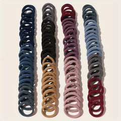 100pcs Solid Hair Tie Ponytail Holder Minimalist Hair Band