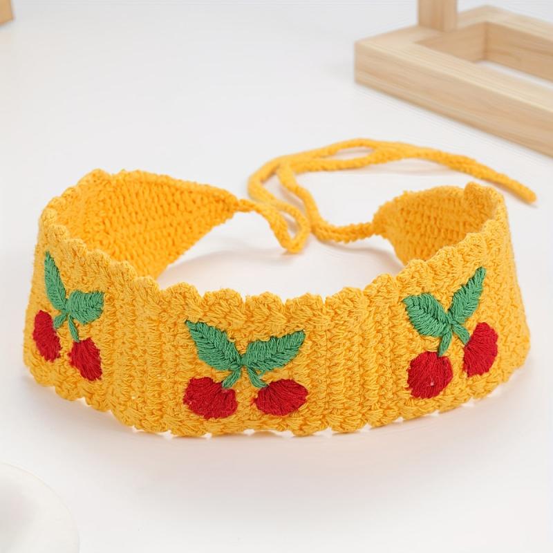 Bohemian Style Crochet Cherry Knitting Hair Band for Female