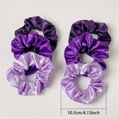 6pcs Purple Satin Scrunchies Hair Tie Ponytail Holder