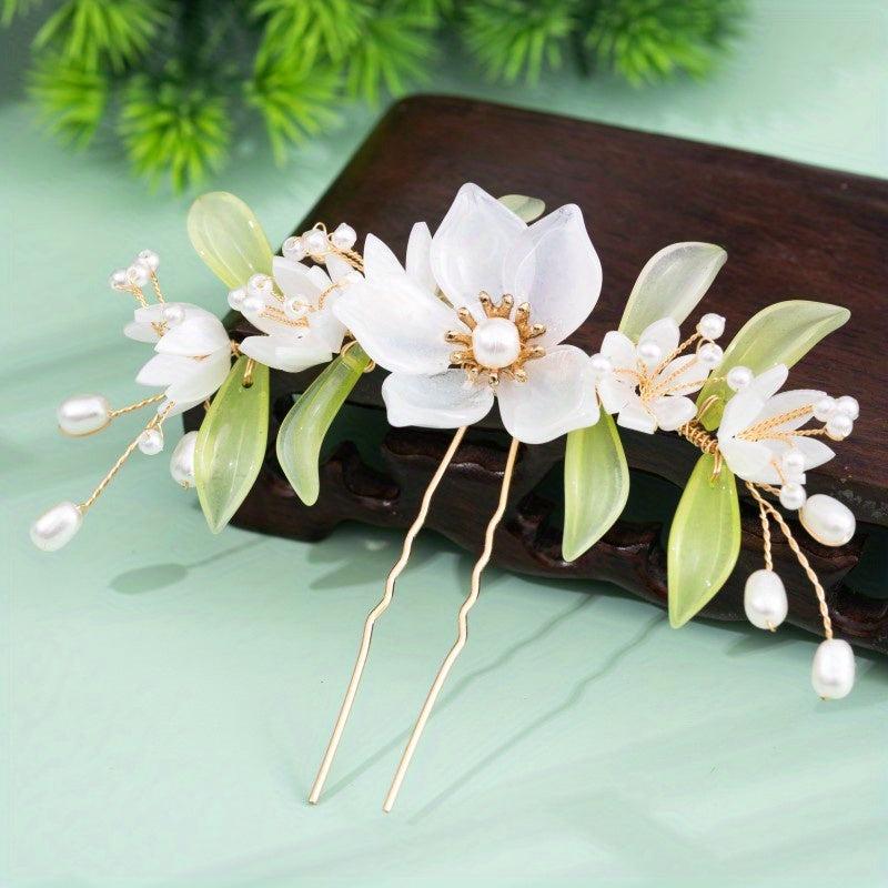 Glass Flower U-shaped Hairpin Ancient Style