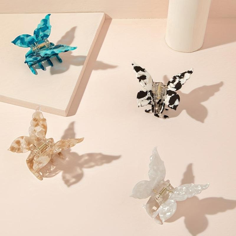 Y2K Acetate Butterfly Hair Claw Clip Gradient Shark Claws Ponytail Holder