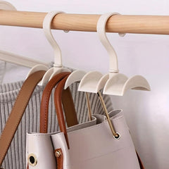 3pc Beige Plastic Bag Hook Rotatable Purse Storage Rack