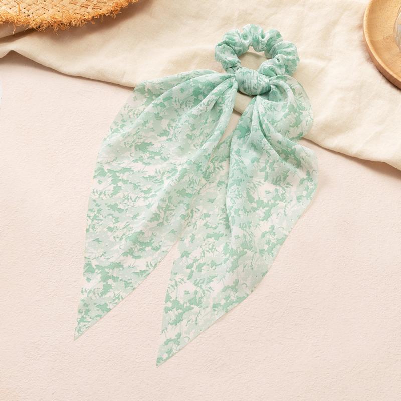 Floral Scarf Scrunchies Hair Ties With Ribbons
