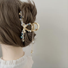 Faux Pearl Tassel Starfish Hair Claw Clip Strong Hold Grip Hair Jaw Clip