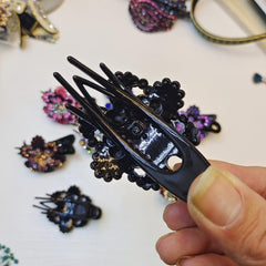 Vintage Rhinestone Flower Hair Clip for Women Girls