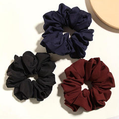 Solid Hair Scrunchies Soft Fabric Fit Curly Fine Thick Hair