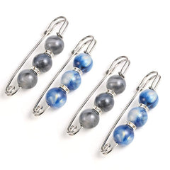4Pcs Colorful Faux Pearl Brooch Set Lapel Pin Dress Sweater Accessories