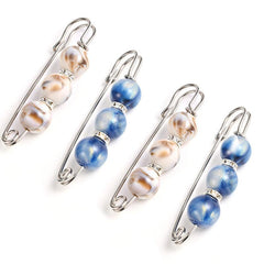 4Pcs Colorful Faux Pearl Brooch Set Lapel Pin Dress Sweater Accessories