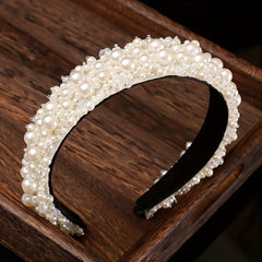 Baroque Faux Pearl Beaded Headband Wide Head Hoop Hair Band Bridal Headdress