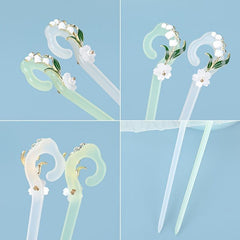 Chinese Style Hairpin Flower Jade Chignon Vintage Hair Accessories