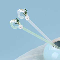 Chinese Style Hairpin Flower Jade Chignon Vintage Hair Accessories